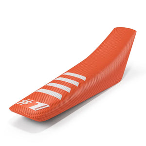 Sadelöverdrag - RIBBED - Orange/Vit
