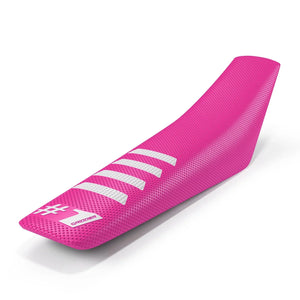 Sadelöverdrag - RIBBED - Rosa/Vit